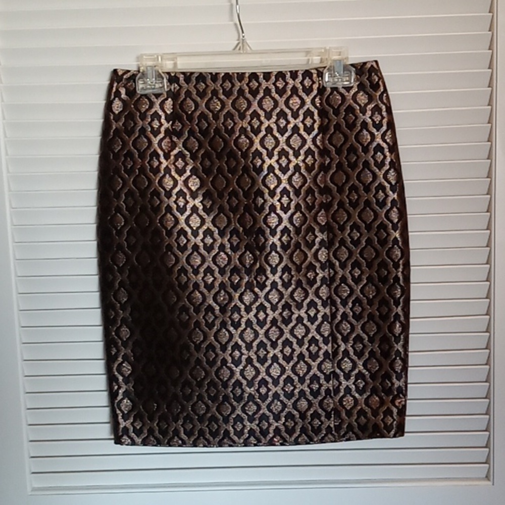The Limited Gold Shimmer & Black Pencil Skirt sz 4